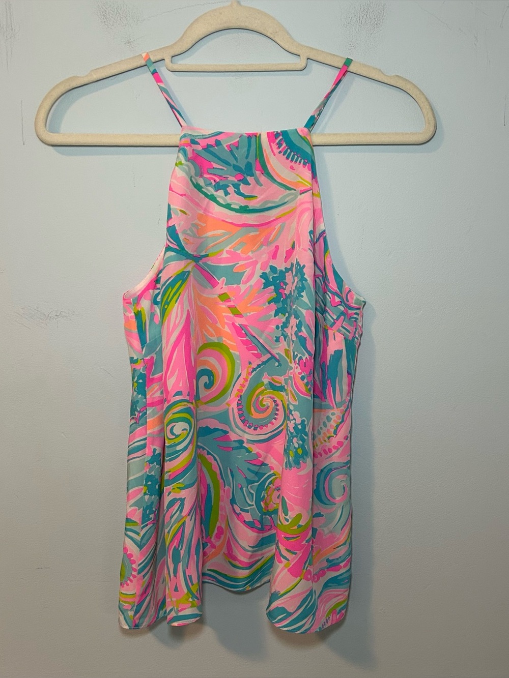 Lilly Pulitzer Rae Silk Carnivale Coral Pink Sleeveless Blouse Size Small